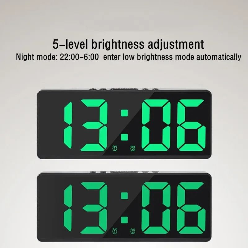 Voice Control Digital Alarm Clock With Temperature And Night Mode 4