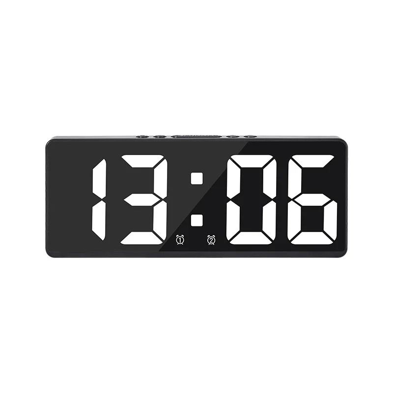 Modern Rainbow LED Mirror Digital Alarm Clock With Voice Control 11