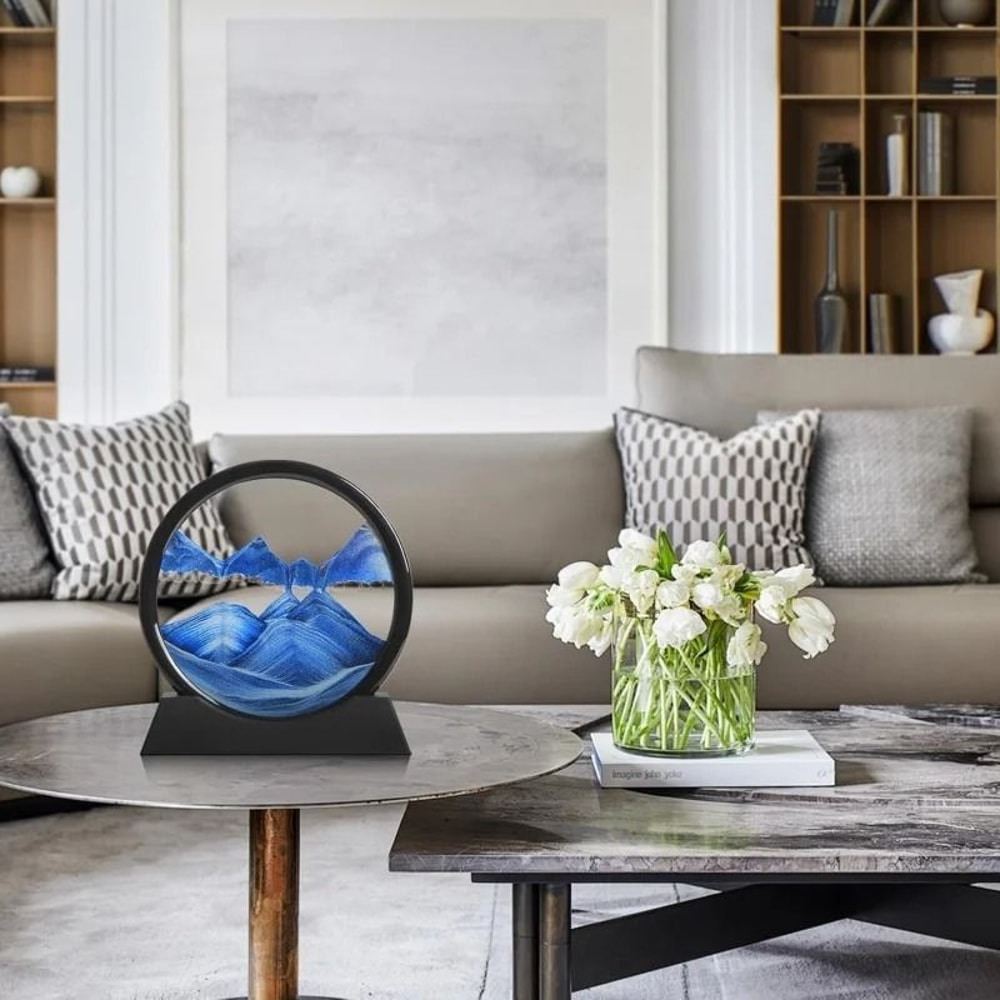 3D Moving Sand Art Hourglass Round Glass Deep Sea Sandscape 4