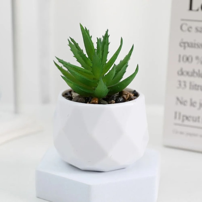 Mini Artificial Succulent Bonsai Simulation Potted Cactus Decor 13