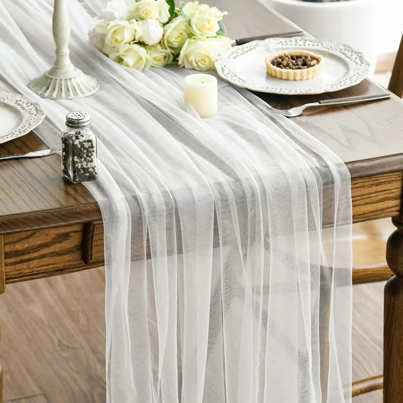Gauze Table Runner Sheer Arch Wedding Table Setting 7