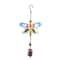 Artisanal Painted Glass Metal Wind Chime Hummingbird Dragonfly Hanging Pendants 9