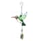 Artisanal Painted Glass Metal Wind Chime Hummingbird Dragonfly Hanging Pendants 8