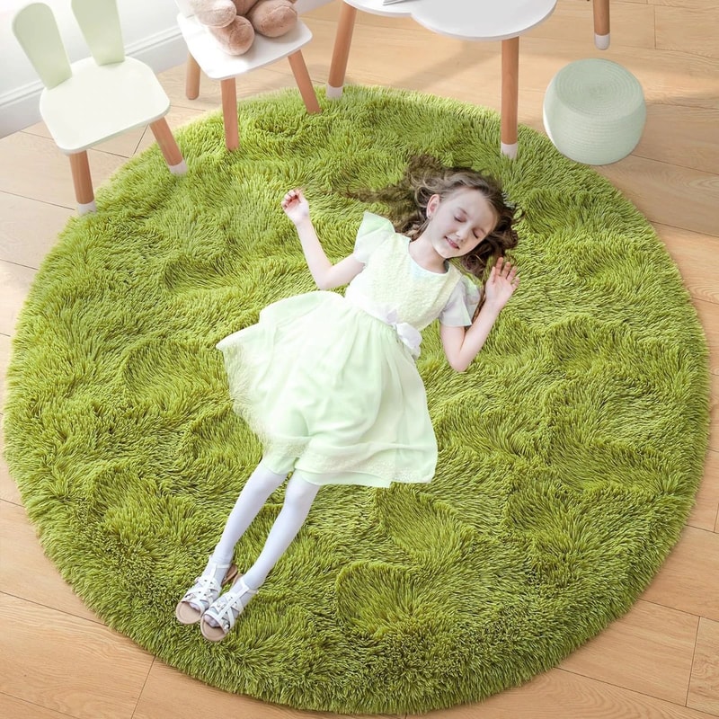 UltraSoft Fluffy Round Rug Shaggy Faux Fur Area Rug For Bedroom Nursery 6