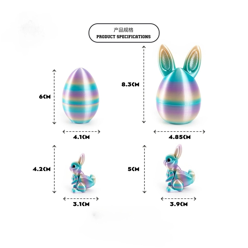3D Printed Rabbit Eggs Ornament Artistic Easter Animal Figurine 3