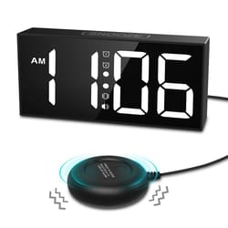 oria vibrating alarm clock | 7.5'' large display led digital clock with bed shaker