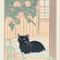 Japanese Tabby Cat In Bathtub Canvas Art Retro Japandi Bathroom Poster 6