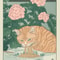 Japanese Tabby Cat In Bathtub Canvas Art Retro Japandi Bathroom Poster 15