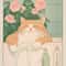 Japanese Tabby Cat In Bathtub Canvas Art Retro Japandi Bathroom Poster 17