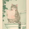 Japanese Tabby Cat In Bathtub Canvas Art Retro Japandi Bathroom Poster 20