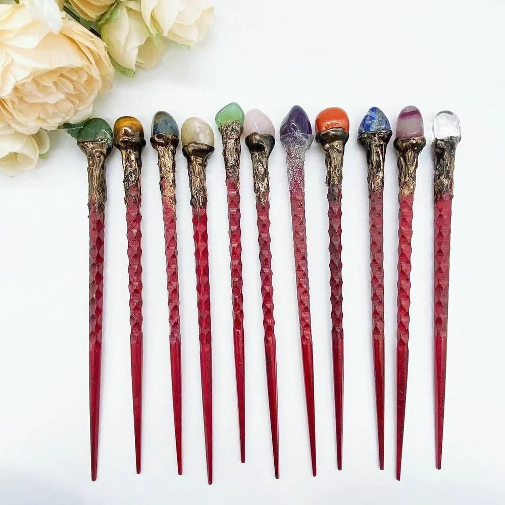 19CM Natural Crystal Magic Wand Rose Quartz Witchcraft Scepter For Reiki Healing 0