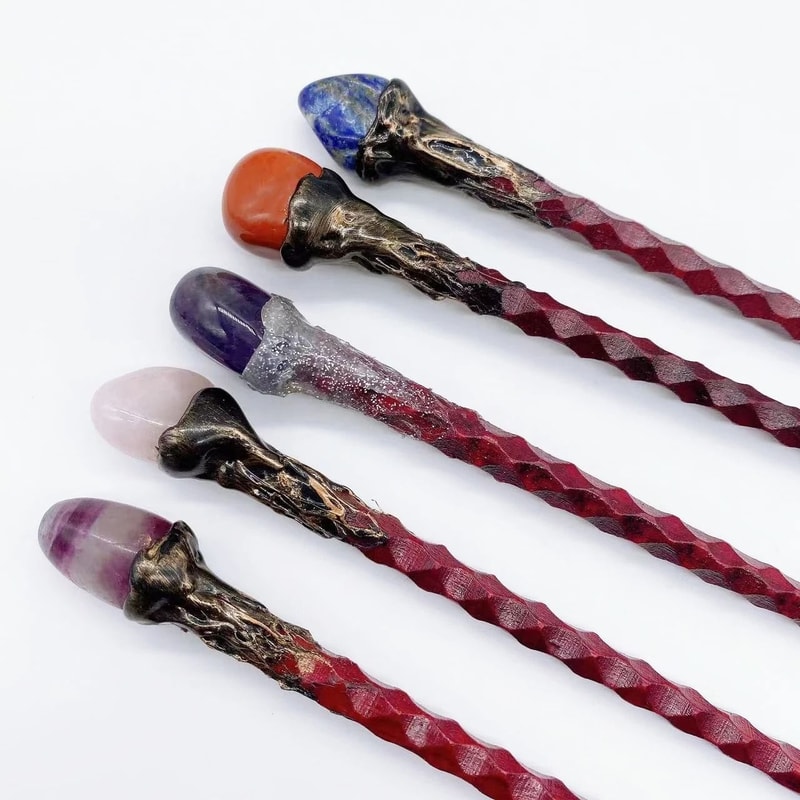 19CM Natural Crystal Magic Wand Rose Quartz Witchcraft Scepter For Reiki Healing 3