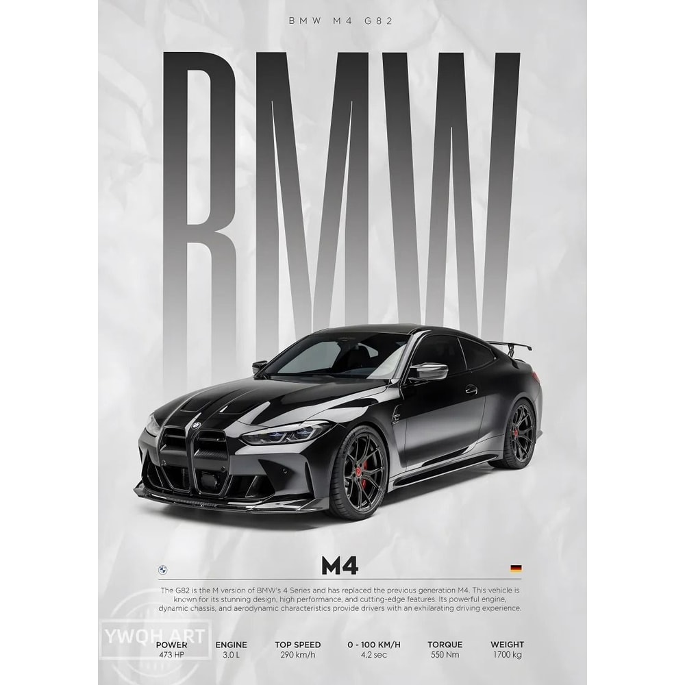 Modern Black Luxury Sports Car Mural Famous Competition Cars Canvas Art 15