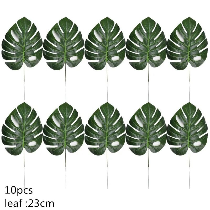 Artificial Monstera Palm Leaves Set Gold Green Silk Tropical Foliage 13