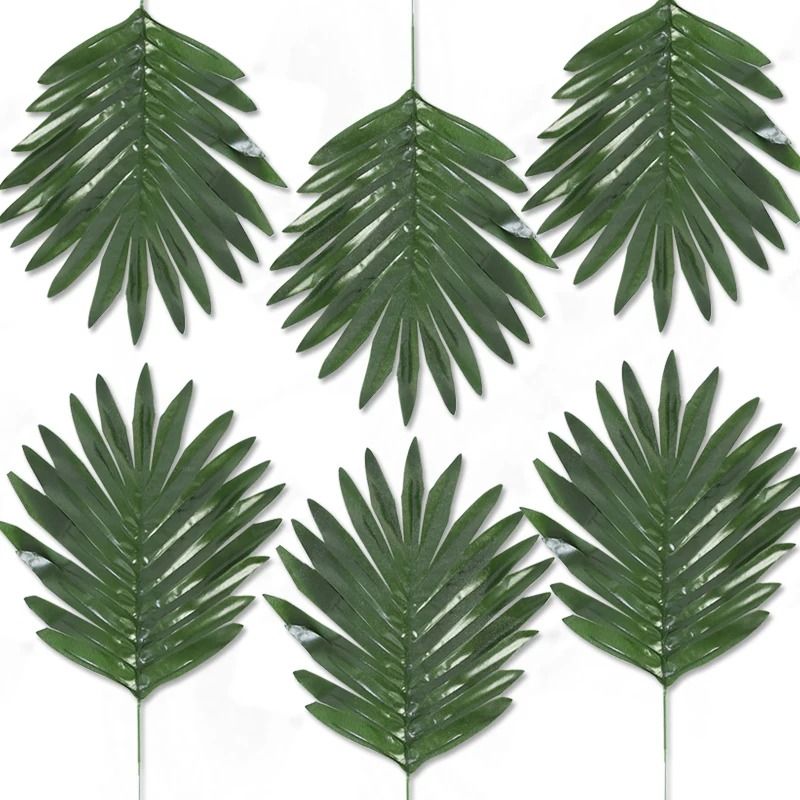 Artificial Monstera Palm Leaves Set Gold Green Silk Tropical Foliage 5