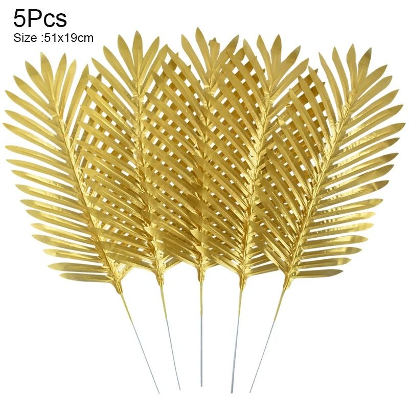 Artificial Monstera Palm Leaves Set Gold Green Silk Tropical Foliage 20