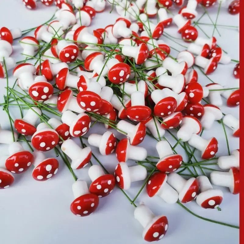 Bulk Mini Foam Mushroom Miniatures Red Spotted Fairy Garden Bonsai Decor 1