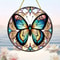 Butterfly Stained Glass Style Suncatcher Round Acrylic Window Art Wall Decor 15