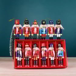 12cm miniature nutcracker soldiers | festive wooden puppet ornaments & pendants