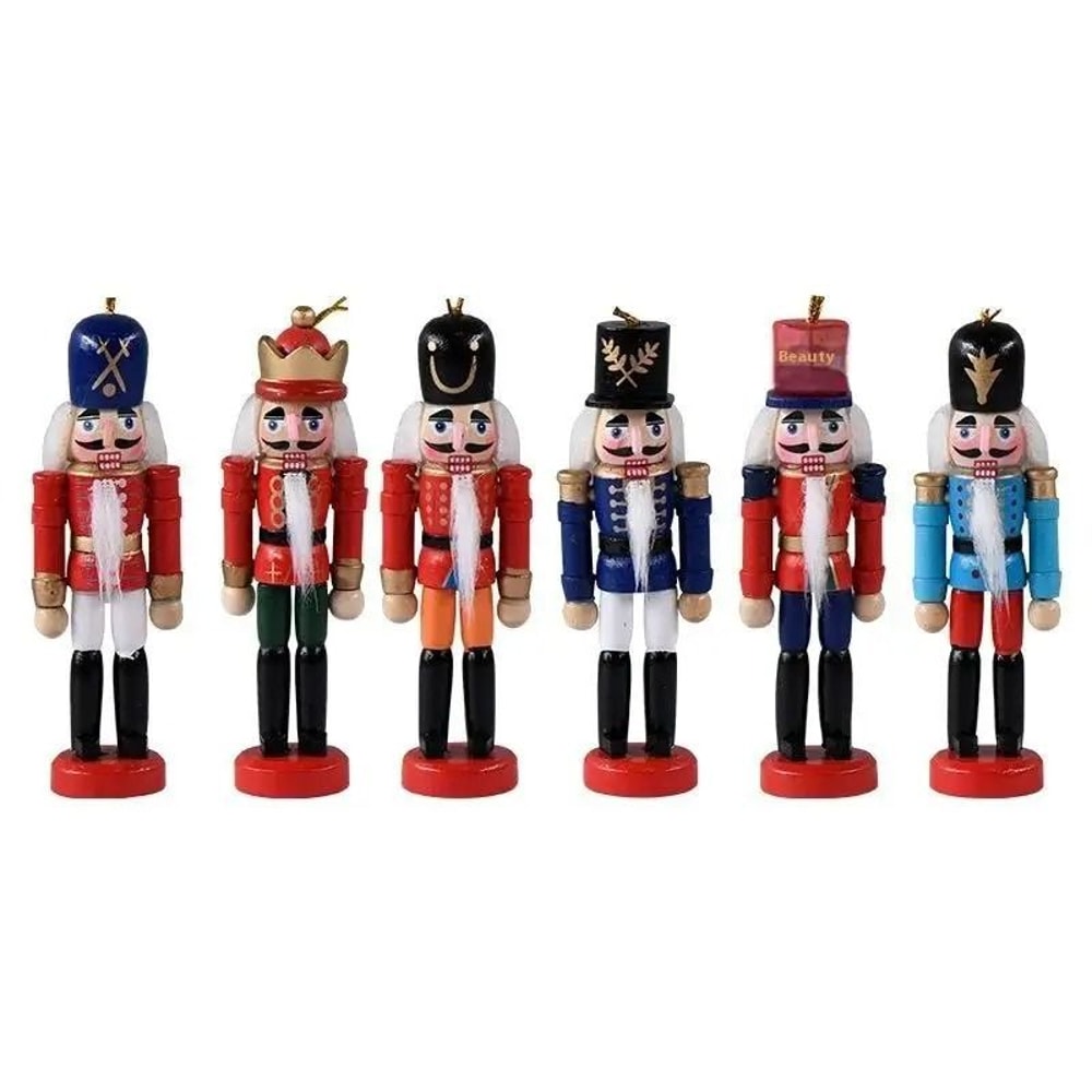 12cm Miniature Nutcracker Soldiers Festive Wooden Puppet Ornaments Pendants 5