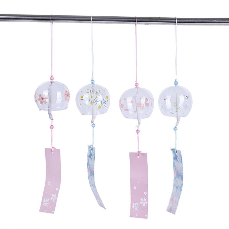 Traditional Japanese Glass Wind Chime Sakura Cherry Blossom Home Decor Bell 4