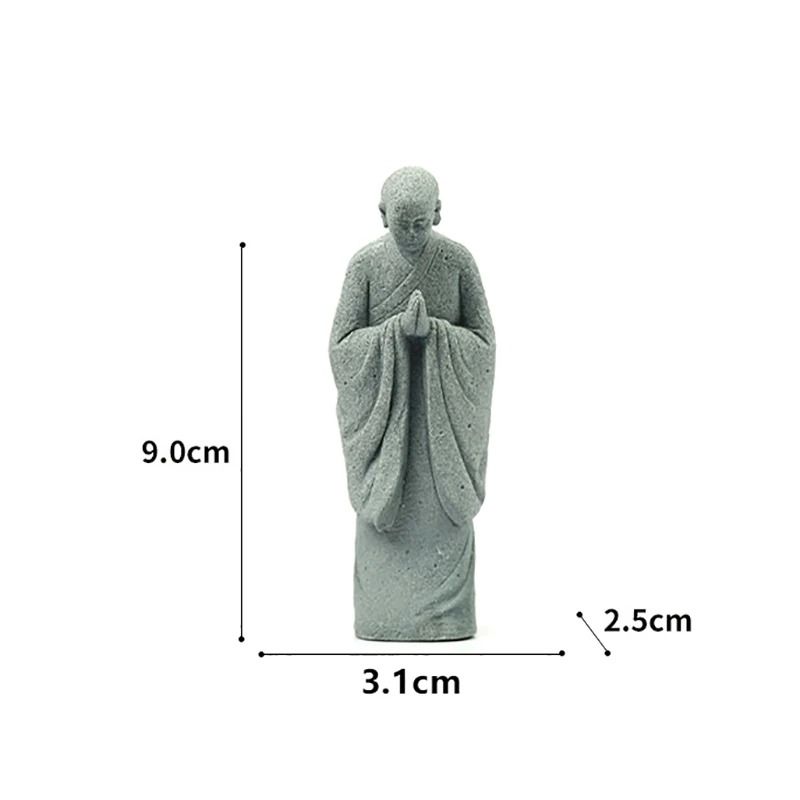 White Wishing Monk Statue Zen Oriental Buddhist Micro Landscape Ornament 5