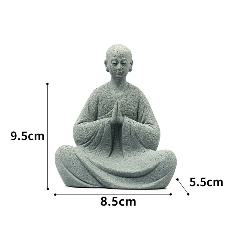 White Wishing Monk Statue Zen Oriental Buddhist Micro Landscape Ornament 7