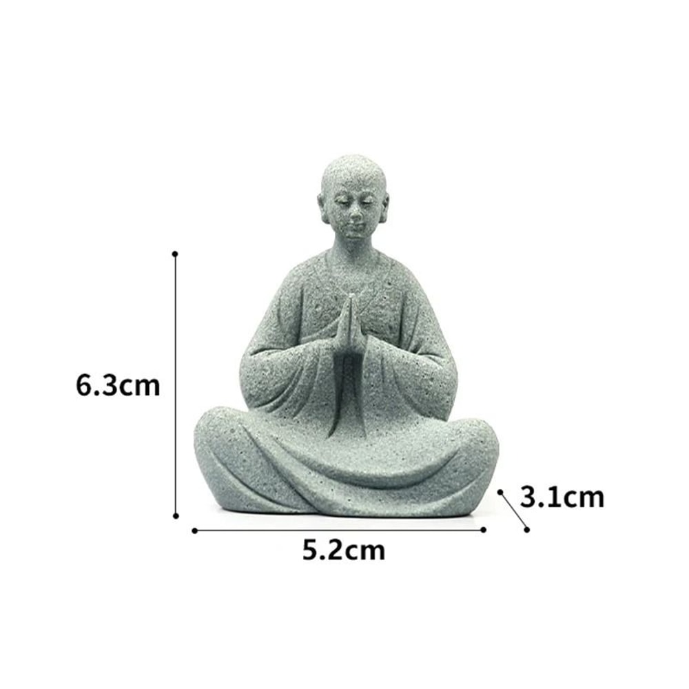 White Wishing Monk Statue Zen Oriental Buddhist Micro Landscape Ornament 8