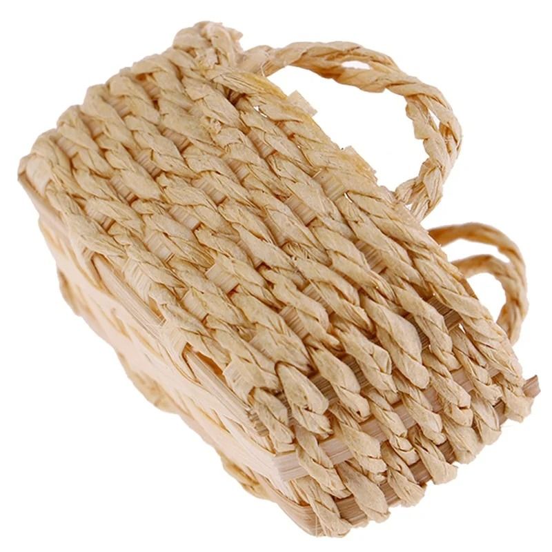 Mini 112 Cute Dollhouse Rattan Basket Handwoven Miniature Vegetable Food Frame 5