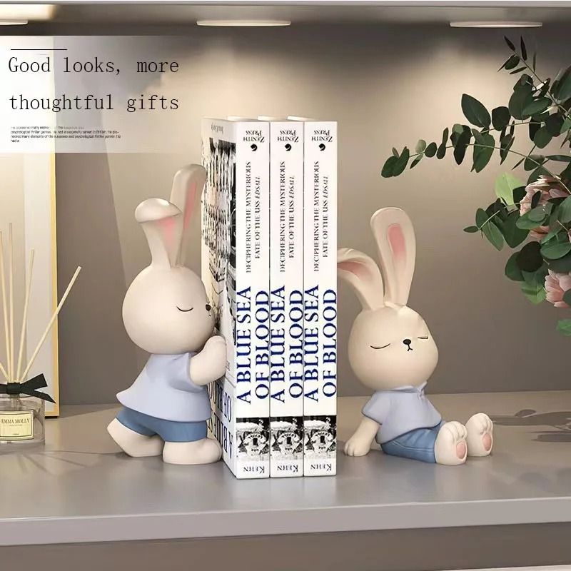 Cream Style Bear Bookend Figurine Cute Nordic Sculpture For Living Room Bookcase 8