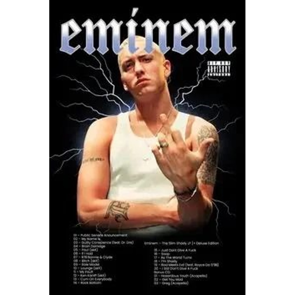 Eminem Super Rapper Legend Poster Slim Shady Rap Icon Canvas Painting For Home Decor 24