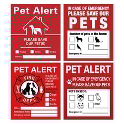 pet alert emergency window decals | static cling "save our pets" stickers (4-pack)