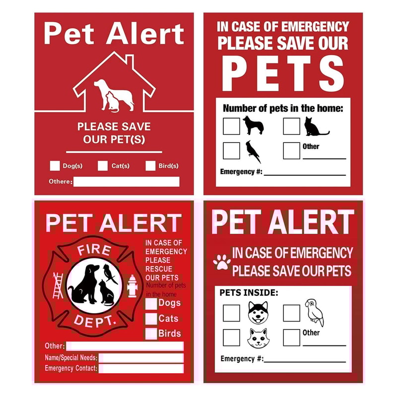Pet Alert Emergency Window Decals Static Cling Save Our Pets Stickers 4Pack 0
