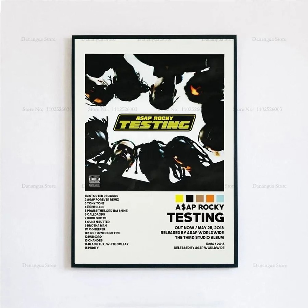 ASAP Rocky Testing Music Poster HipHop Album Cover Wall Art For Home Decor 17
