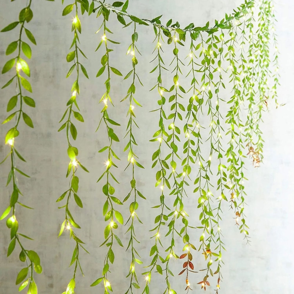 Artificial Willow Ivy Garland Hanging Fake Vines With Fairy Lights For Wedding Home 0