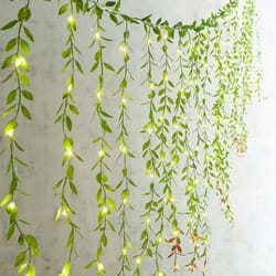 artificial willow ivy garland | hanging fake vines with fairy lights for wedding & home