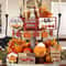 Fall Harvest Wooden Tiered Tray Decor Set Farmhouse Pumpkin Spice Maple Leaf Accents 0