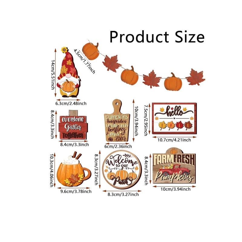 Fall Harvest Wooden Tiered Tray Decor Set Farmhouse Pumpkin Spice Maple Leaf Accents 3