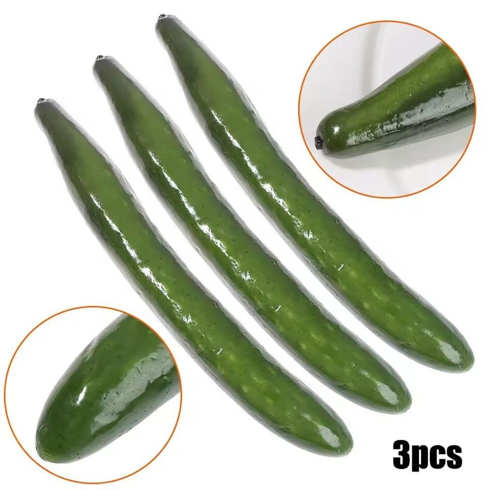 3Pcs Realistic Simulation Cucumbers 26cm Lifelike Artificial Vegetable Props For Home Kitchen 2