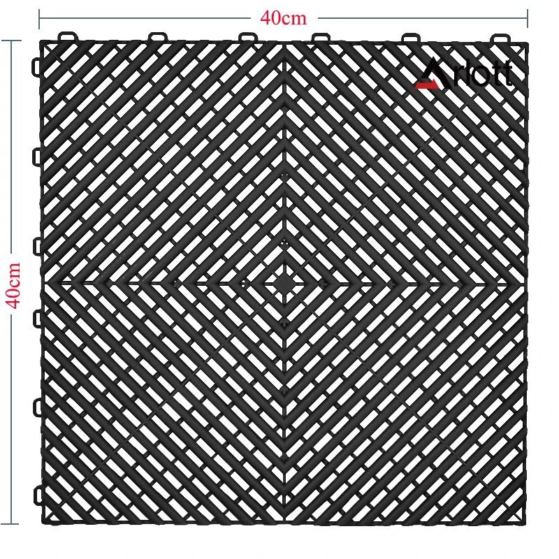 Automotive Modular Floor Tiles 40x40cm Interlocking Hollow Drainage Garage Mat 1