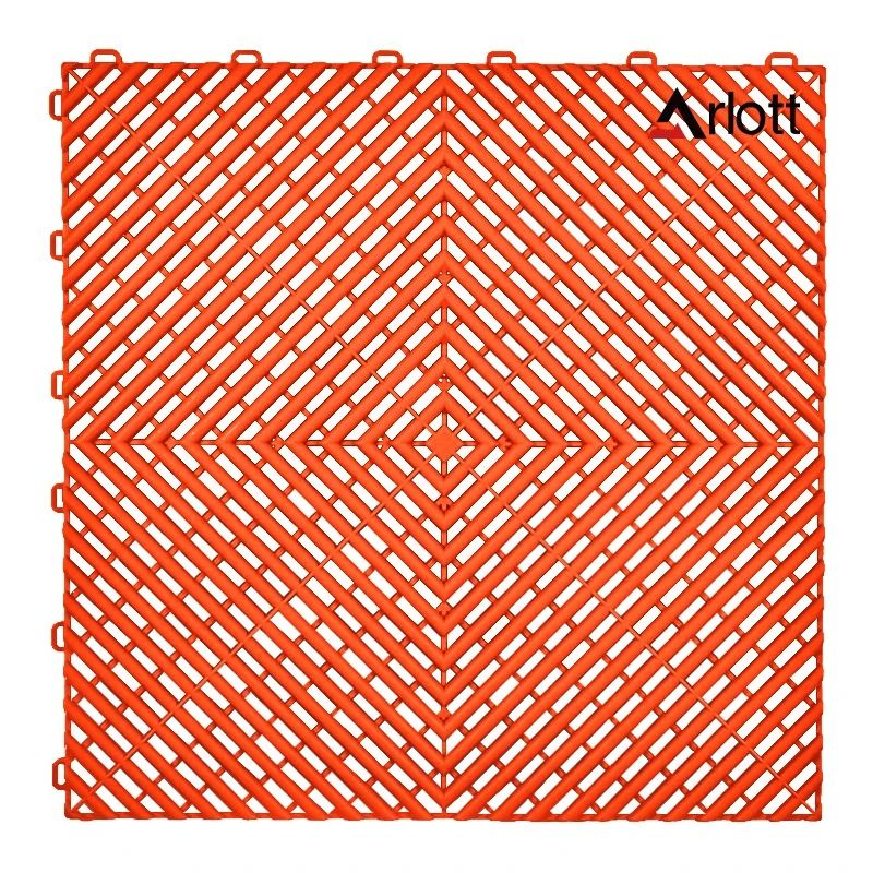 Automotive Modular Floor Tiles 40x40cm Interlocking Hollow Drainage Garage Mat 15