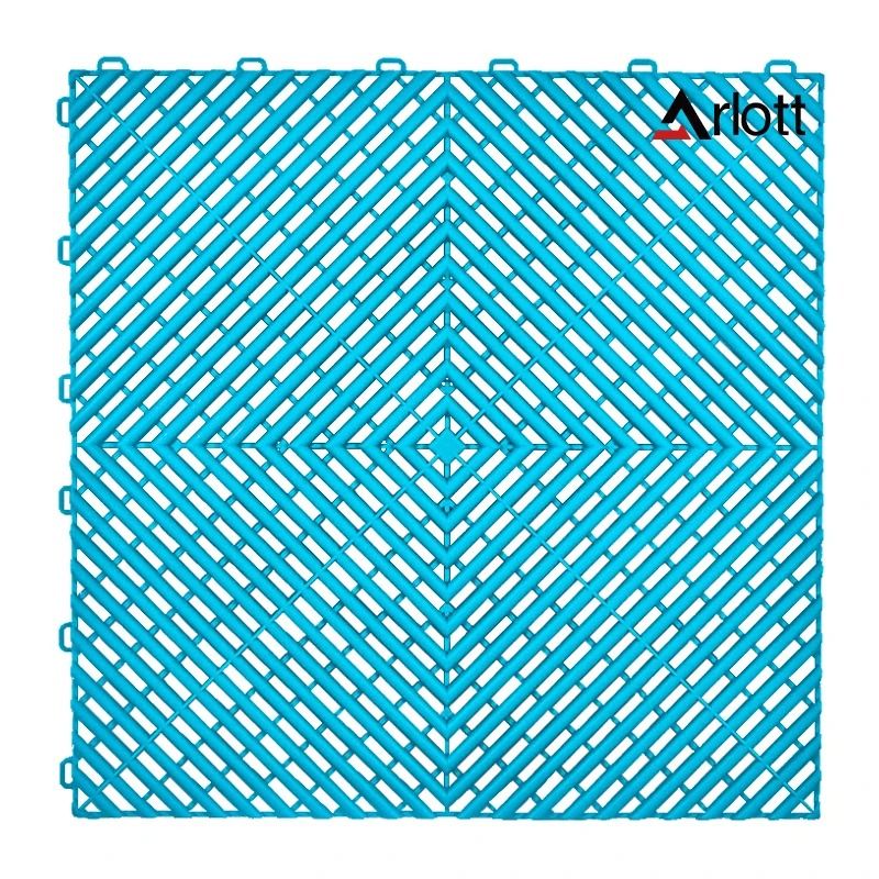 Automotive Modular Floor Tiles 40x40cm Interlocking Hollow Drainage Garage Mat 18