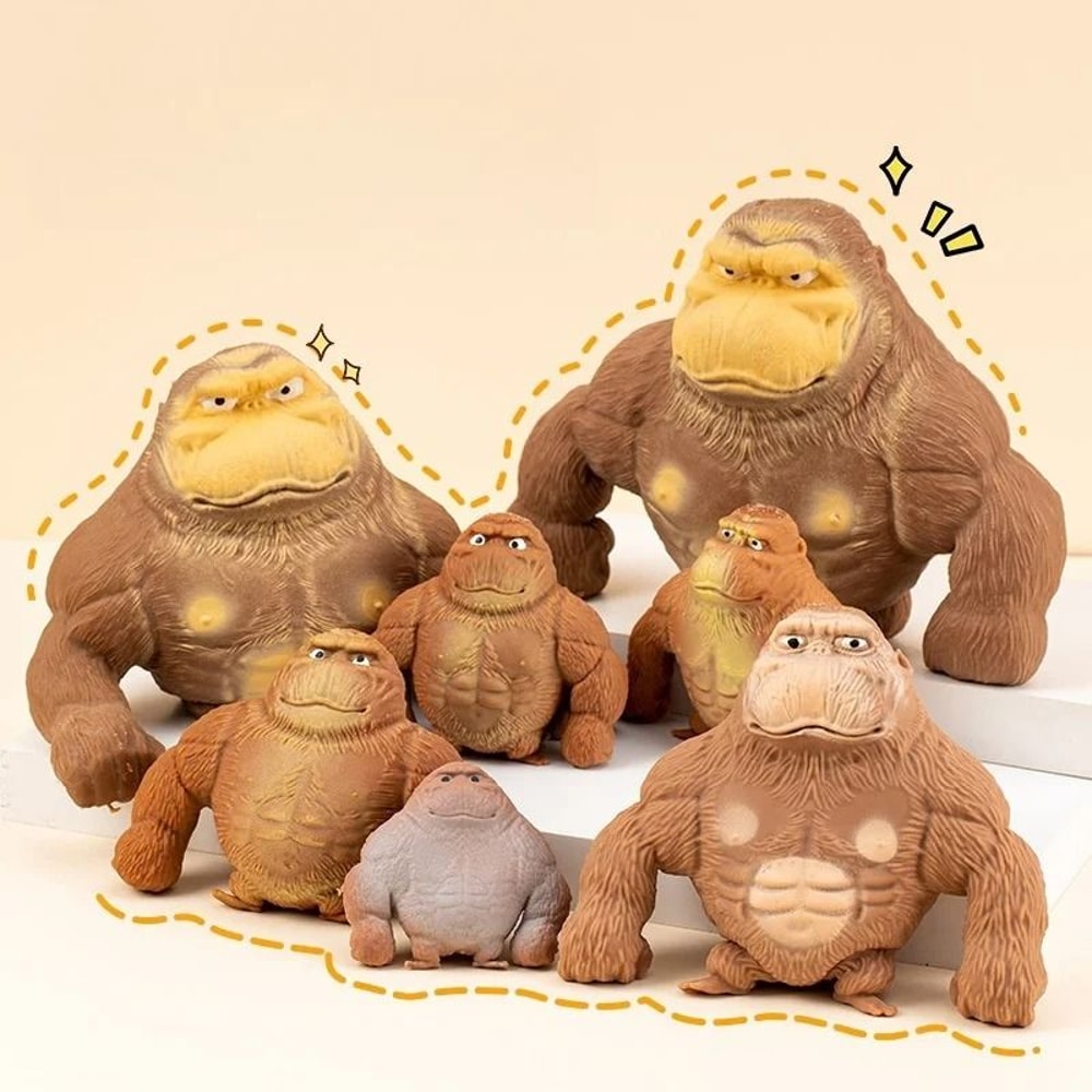 Stretchable Gorilla Figurine Humorous Expression Monkey Statue Squeeze Stress Toy 0