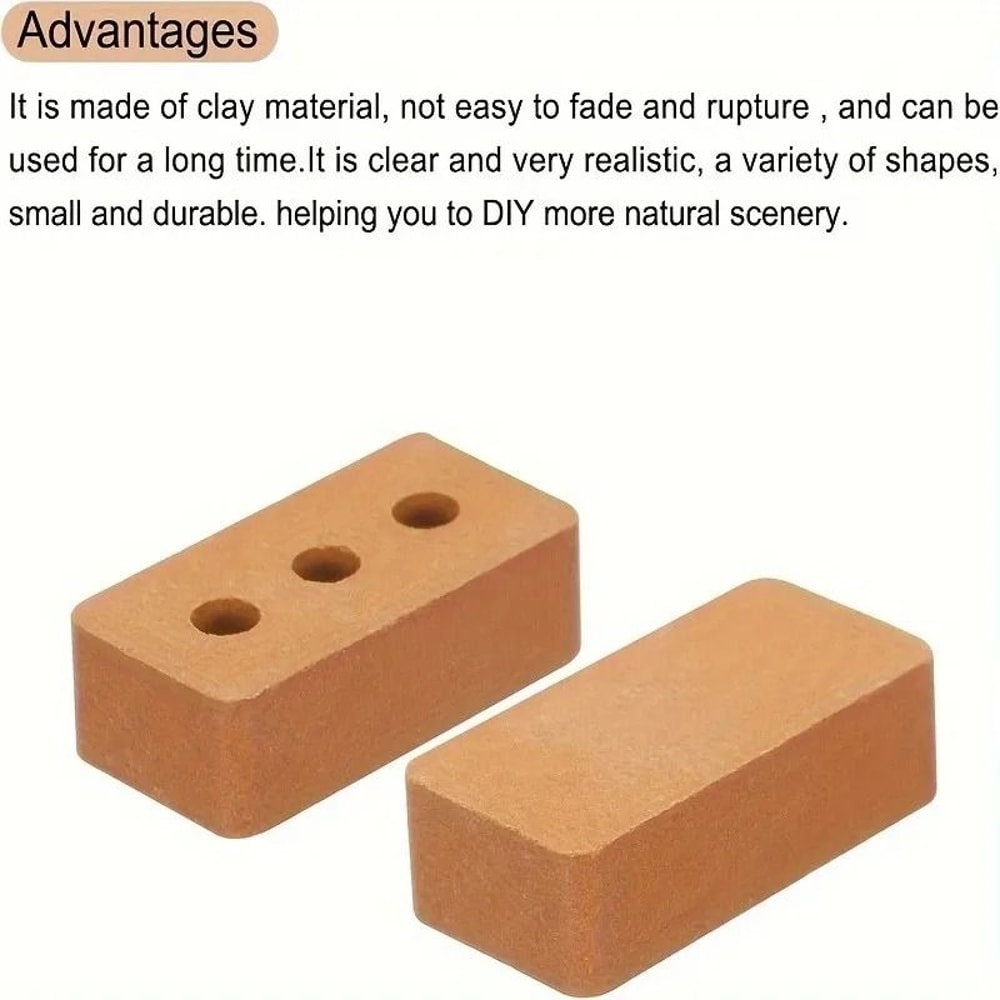 100 PCS Miniature Red Clay Bricks 1 12 Scale Architectural Building Blocks For Dioramas 5