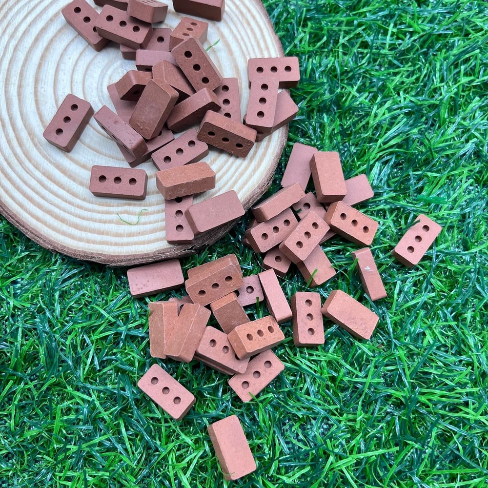 100 PCS Miniature Red Clay Bricks 1 12 Scale Architectural Building Blocks For Dioramas 6