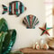 Mediterranean Wooden Sea Life Set Colorful Ocean Art Wall Shelf Decor 1