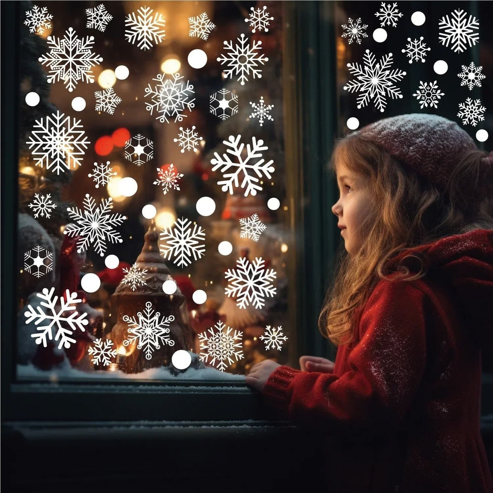 2026 Winter Wonderland Snowflake Window Decals White Christmas Wall Sticker Set 2