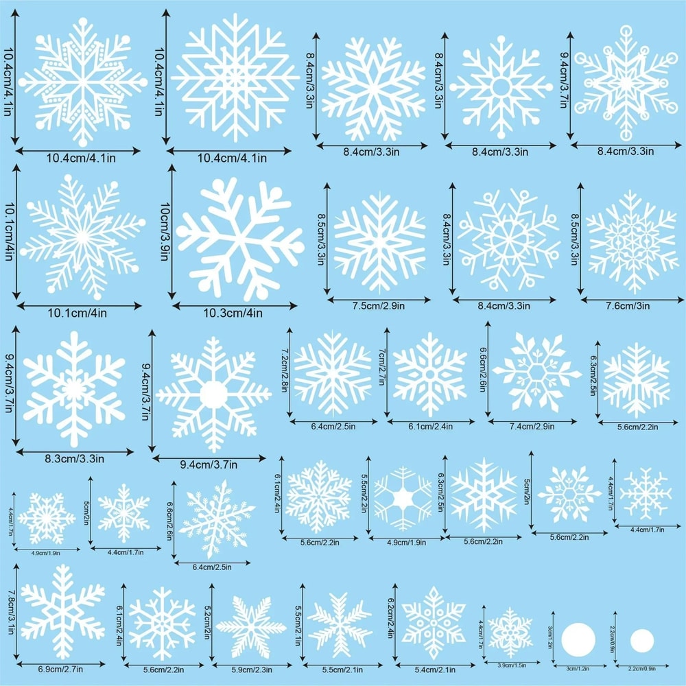 2026 Winter Wonderland Snowflake Window Decals White Christmas Wall Sticker Set 3
