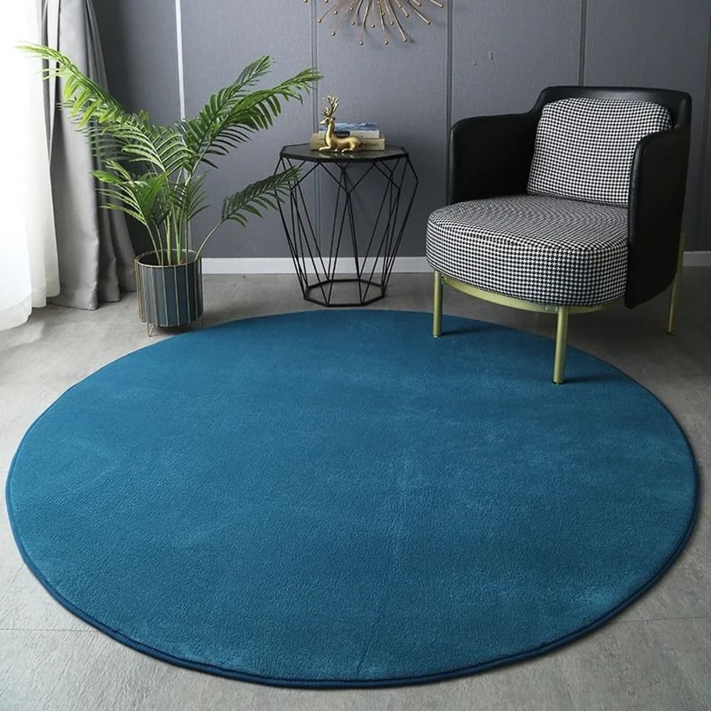 Modern Coral Velvet Round Carpet UltraSoft Short Plush Living Room Rug 7