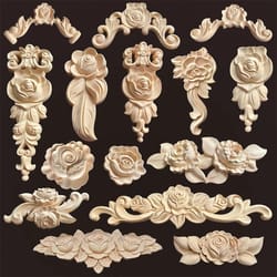 ornate rose wood carving onlays | antique floral appliques for furniture upcycling
